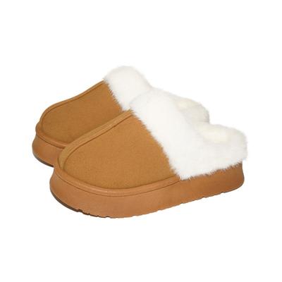 Pantoufles en peluche à semelles épaisses et antidérapantes pour l'hiver, pantoufles chaudes en coton pour femmes à porter à l'extérieur