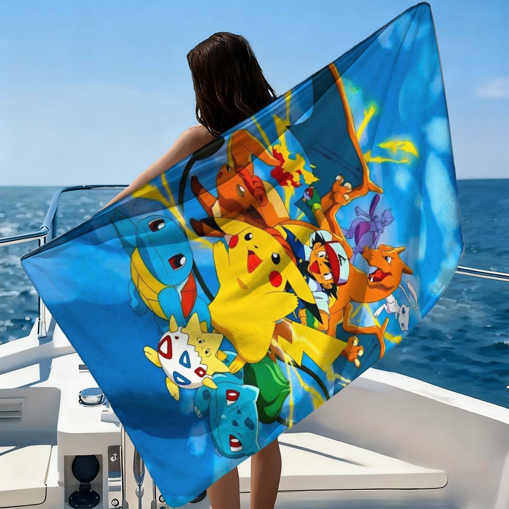 Extra Large Pokemon Quick Dry Microfiber Towel for Beach Yoga Camping Travel