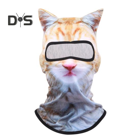 

3D Cat Велосипедная Балаклава с капюшоном и ушками, Балаклава с принтом животных для активного отдыха, музыкальных фестивалей, рейвов, лыж B