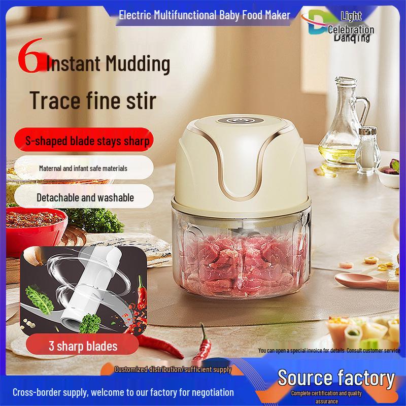 

Electric Garlic Masher & Meat Grinder - Small Garlic Paste Maker & Chopper for Export Electroplated - Off-White