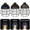 Vintage Metal Hanging Lanterns 3600mAh Battery Dimming Outdoor Retro Led Camp Lantern USB Rechargeable Lightweight Tent Light