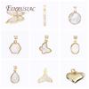 Trendy Rhodium/18K Gold Plated Natural Shell Drop Shape Charms Pendants For Necklace Making DIY Jewelry Accessories