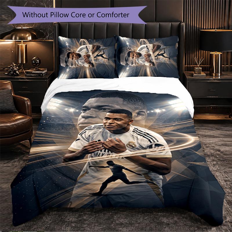 Kylian Mbappe Themed Bedding 3Pcs Duvet Cover Set Decorative Bed Linen For Teen Room Home Decoration