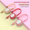Crystal 3-in-1 Retractable Fast Charging Cable - Universal Mobile Phone Accessory with Logo, Easy Storage, 3A.