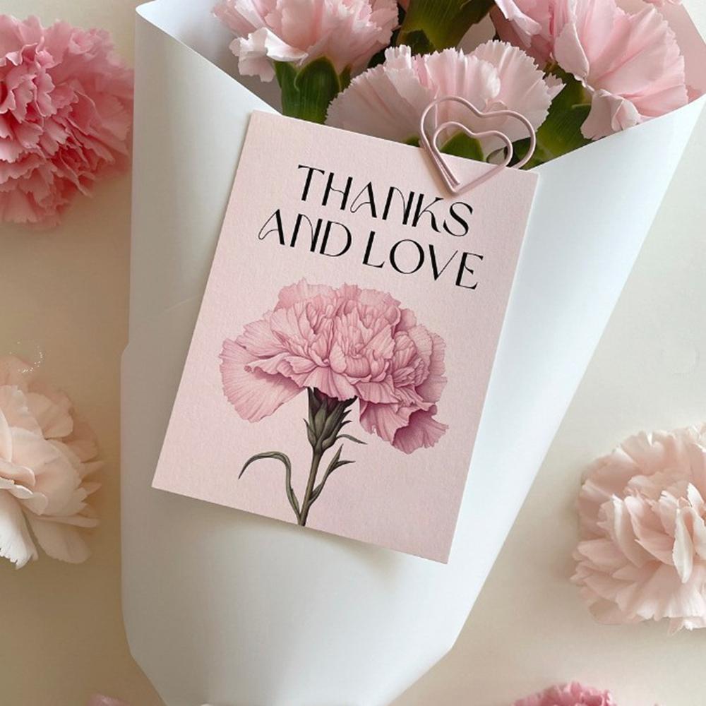 30pcs Carnation Floral Thank You Cards - Blank Message Tags for Birthday/Mother's Day/Wedding, DIY Handwritten Notes