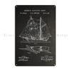 Age of sails french vintage sailing ships Boat project  Leonardo da Vinci drawing Metal Design Vintage Cinema Tin Sign Poster