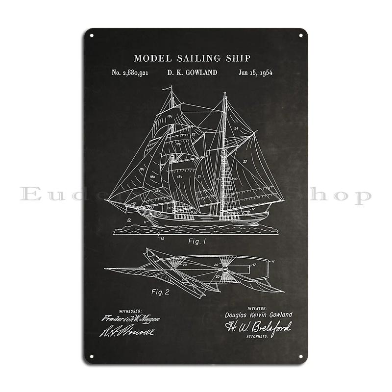 Age of sails french vintage sailing ships Boat project  Leonardo da Vinci drawing Metal Design Vintage Cinema Tin Sign Poster