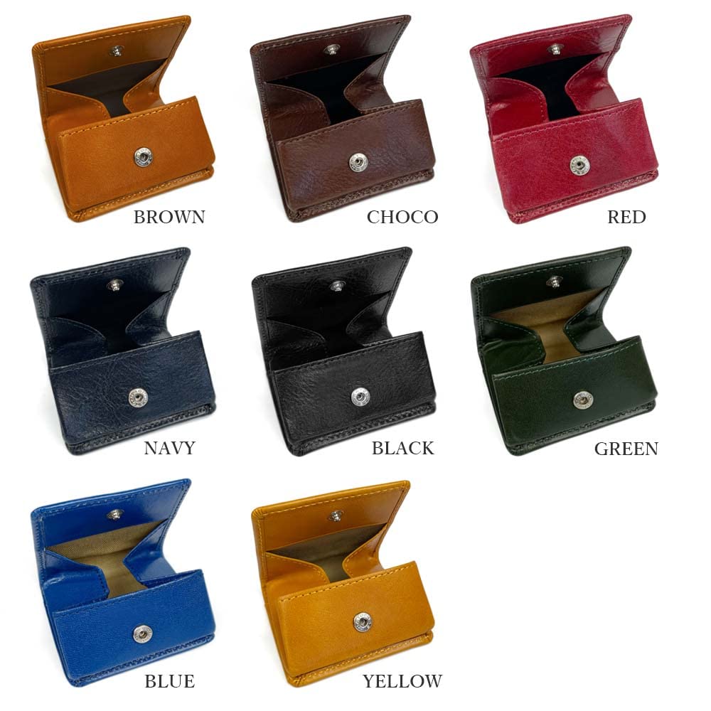 Lee Colors Luxury Italian Leather Coin Real Leather [8 Available] Box-Shaped Case, (0520512) (Navy)
