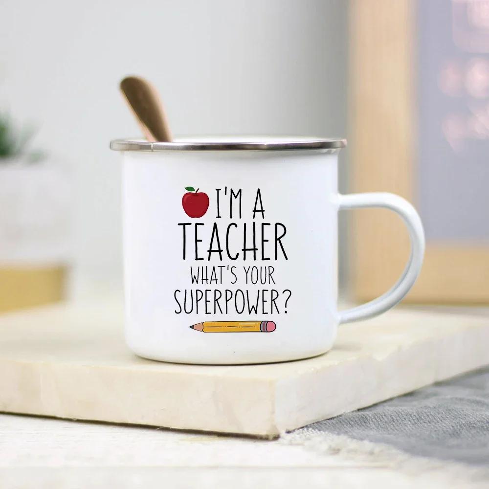 It Takes A Big Heart To Shape Little Minds Teacher Enamel Mug Creative Teacher School Water Cups Coffee Mugs Teachers Day Gifts