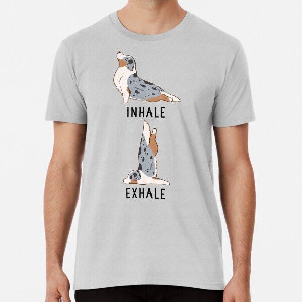 

Inhale Exhale Australian Shepherd Yoga Premi S to 5XL Made in the AU/USA T-Shirt S