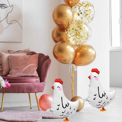 6 Stück laufende Hühnerballons, weiße und schwarze Hühnerballons aus Latex, stehende Bauernhoftiere, Party-Dekoration für Geburtstagspartys und Babypartys