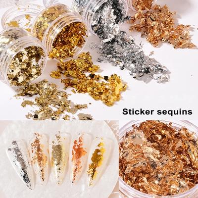 1 krabička Flitre na nechty Dekorácia zlatá/strieborná farba Nepravidelná alobalová vločka DIY manikúra UV gél lak 3D trblietavé dekorácie na nechty príslušenstvo
