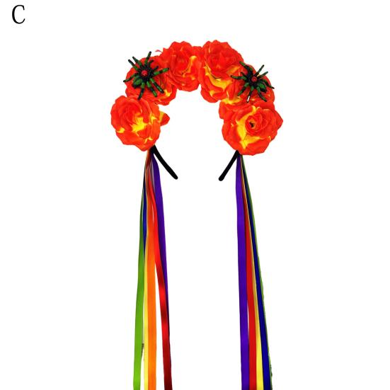 Women Headband Satin Colorful Flower Decor Hair Hoop Bright Color