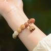 Youlian Natürliches Bodhi-Wurzel-Armband für Männer und Frauen mit Pfirsichholz-Lotus-Anhänger, Farbverlauf Einzelkreis Buddhistische Perlenarmband