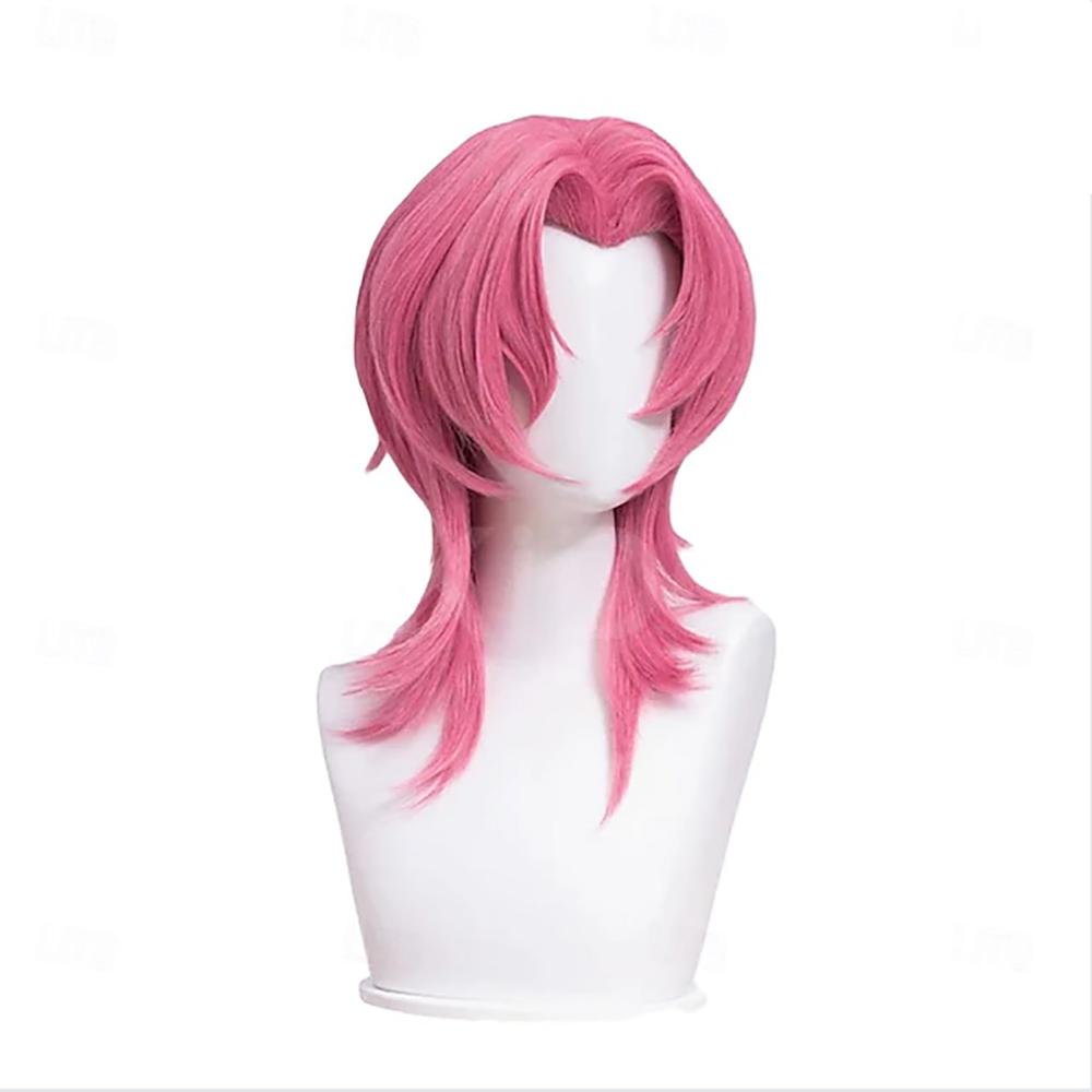 Perruques de Costume en Cheveux Synthétiques Inspirées de Films, Anime, Idoles Coréennes, Star Pop Cosplay 14inches rose