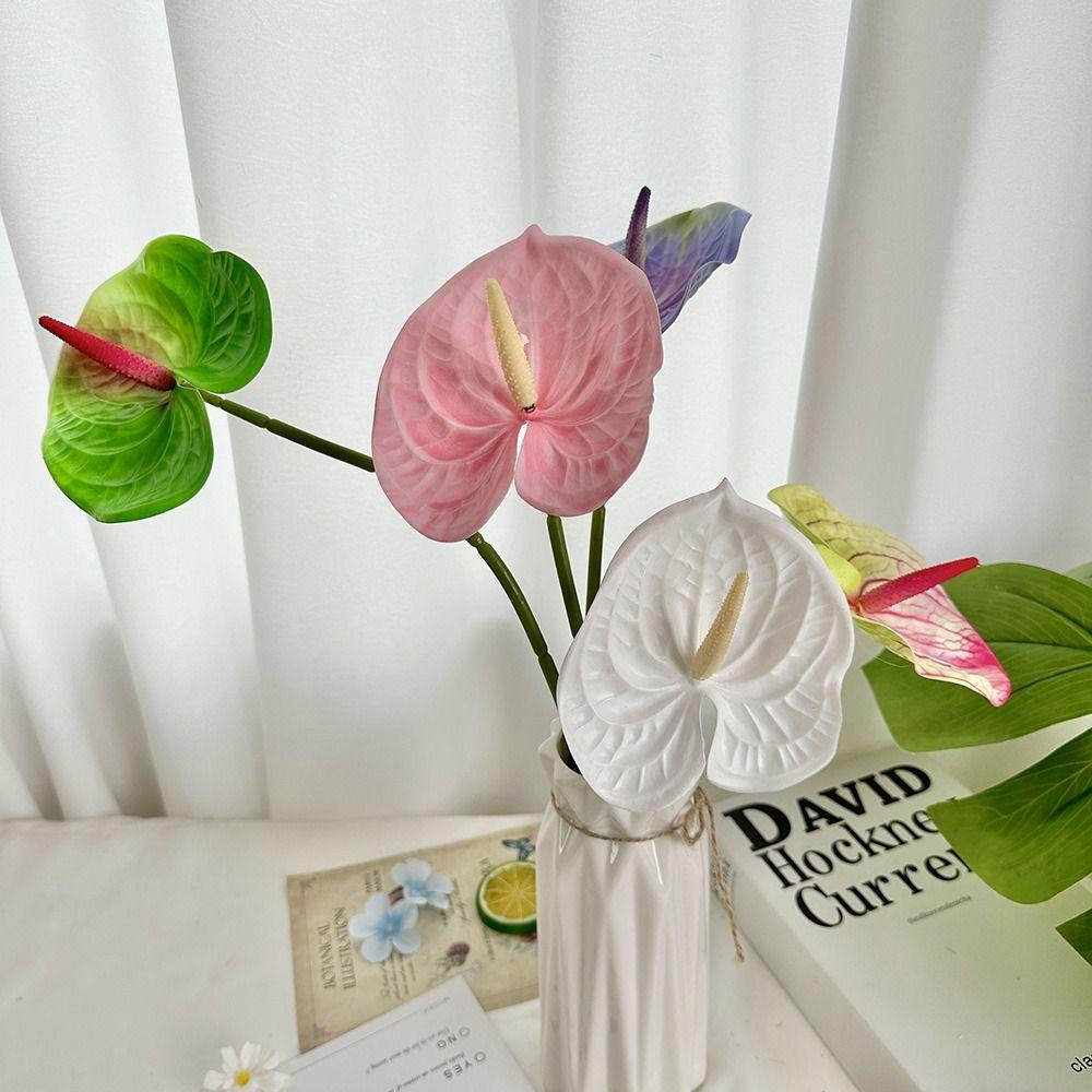 Soft Rubber Artificial Small Anthurium 60cm Simulation Plant Creative Fake Flower  DIY Accessories
