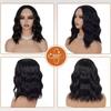 Womens Short Curly Wig 4x1 Small T Part Lace Middle Water Wave Synthetic