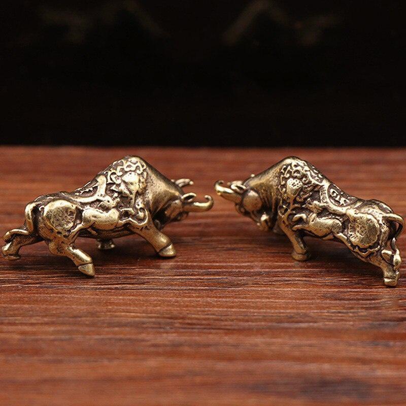Brass Lucky Bullfighting Statue Home Decoration Ornaments Copper Animal Miniature Figurine Bring Wealth Office Desk Decor Crafts