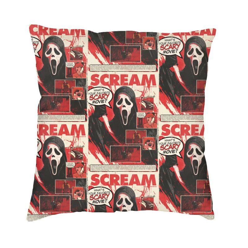 Lustiger Halloween Ghostface Kissenbezug Scream Sidney Prescott Film Dekokissenbezug für Sofa, quadratischer Kissenbezug im Wohnzimmer