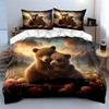 "Bear Family Nature Decor Set" Soft Skin-Friendly Bedding Set Includes 1 Duvet Cover And 2 Pillowcase Gift