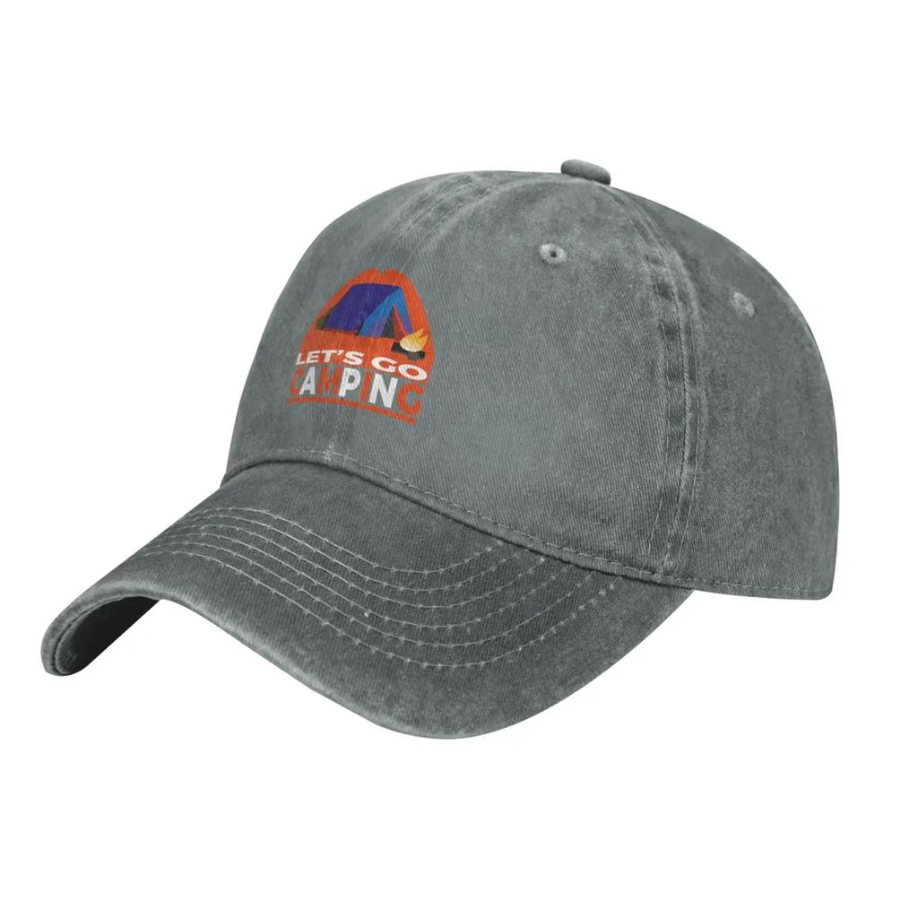 Let's Go Camping Baseball Cap for Men Women Hat Vintage Cowboy Hats Adjustable Trucker Caps Navy Blue
