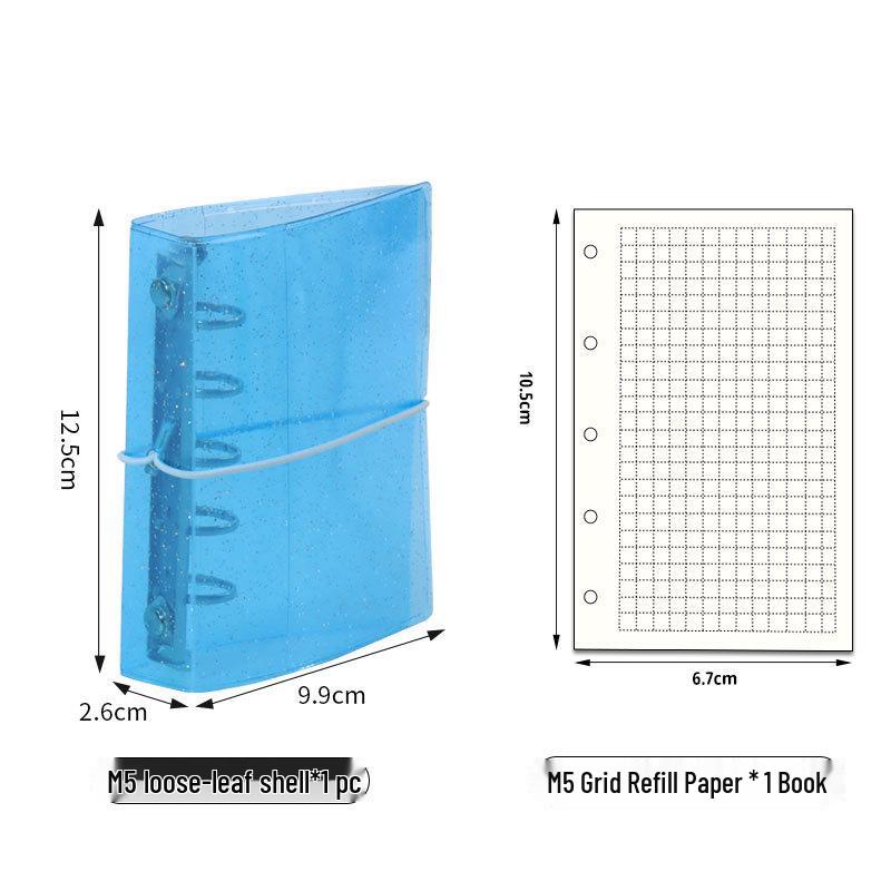 Mini M5 Transparent Notebook with Candy Color Loose-Leaf, Blank, Lined, Grid, and Vertical Pages