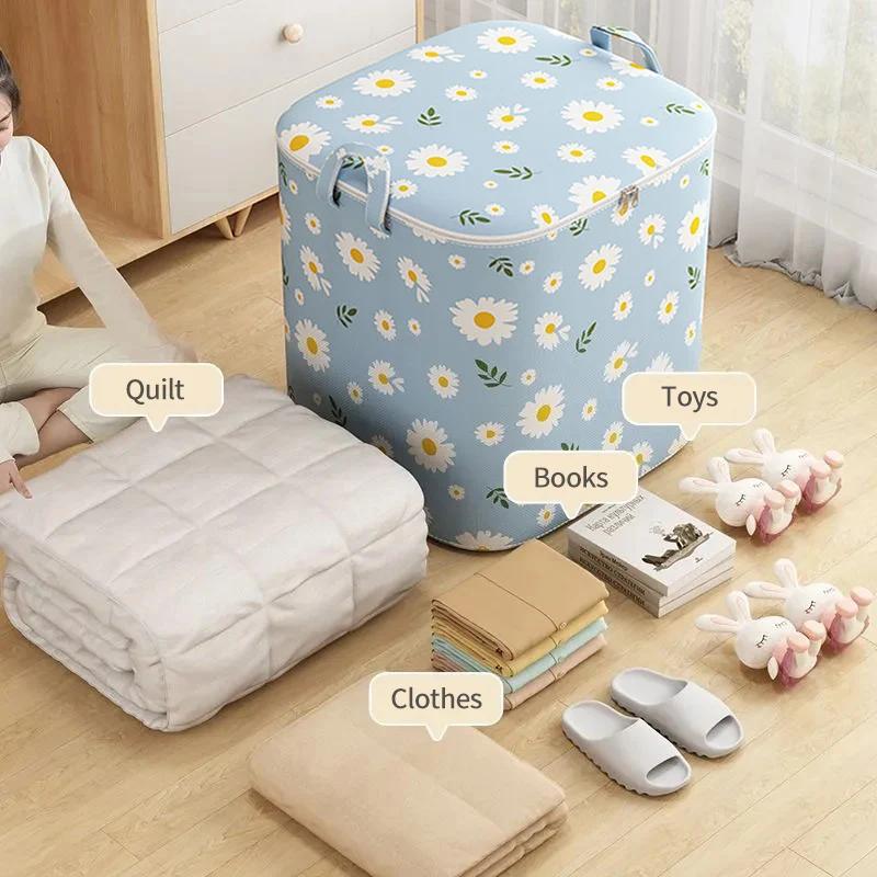 Foldable  Clothes Storage Bag Wardrobe Quilt Clothes Organizer  Non-woven Large Capacity Wardrobe Clothing Organizer Pouch