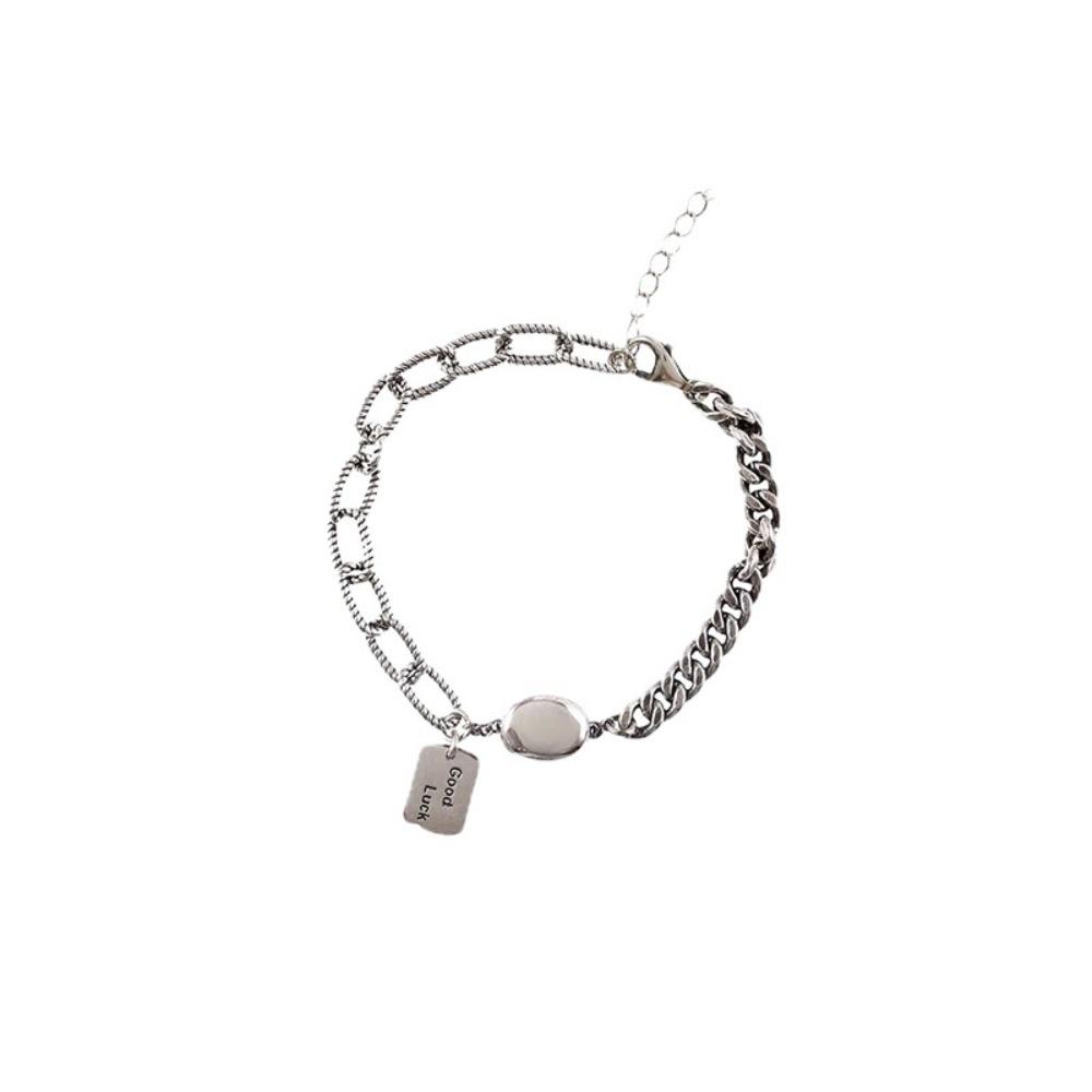 Vintage Silver Square Luck Bracelet for Women Minimalist Unique Design Fashion Jewelry