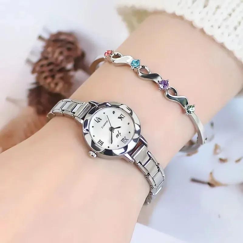 Luxury Ladies Wristwatch Small Dial Watch for Women Silver Stainless Steel Dress Women's Quartz Bracelet Clock Gift Montre Femme
