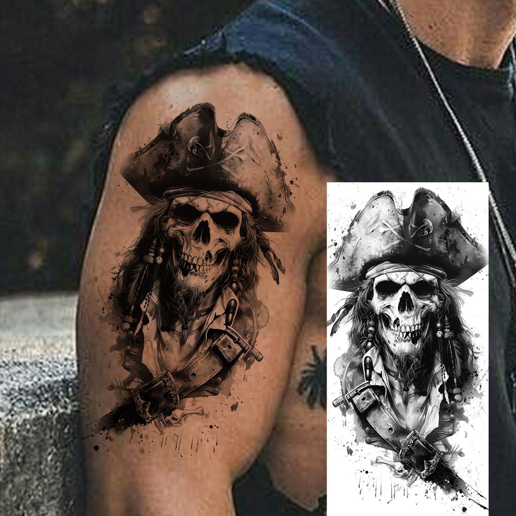 1 Blatt Gruseliger Sensenmann Totenkopf Temporäre Tattoos Halloween Tattoos Langlebig Wasserdicht Tiger Wolf Bestie Fake Tattoo Aufkleber