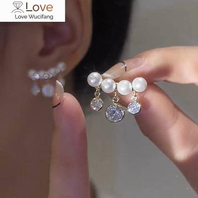 Modische Zirkon Quaste Perlen Ohrklemme Ohrringe für Frauen Koreanischer Stil Zarter Schmuck Großhandel