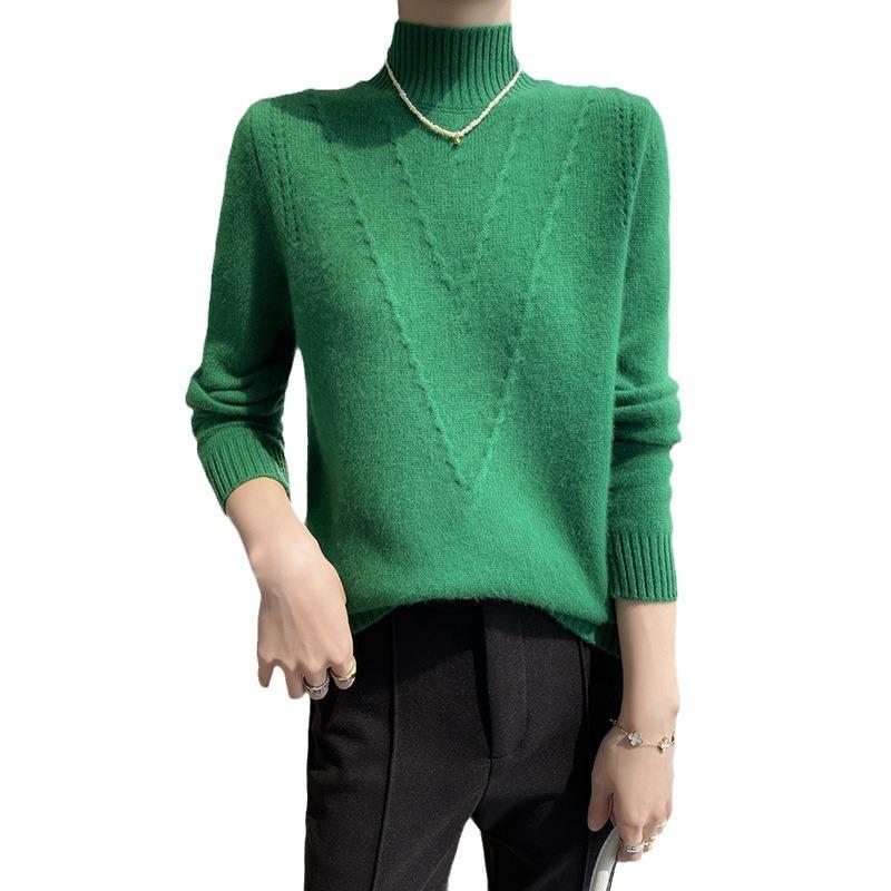 Plus Size Solid Half Turtleneck Sweater, Casual Long Sleeve Pullover Top for Fall & Winter, Women's Plus Size Clothing