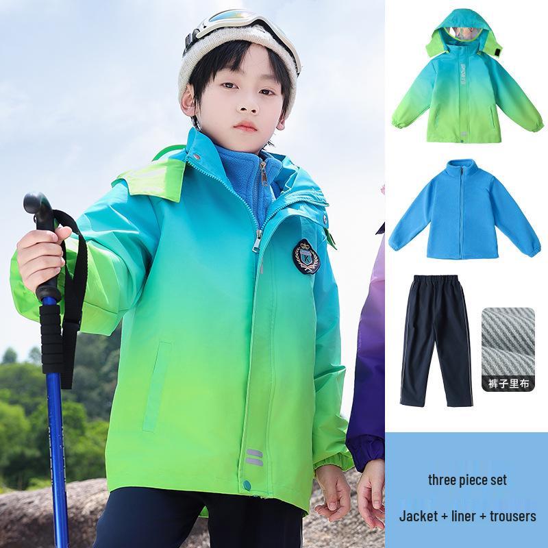 Autumn/Winter School Uniform Set: Velvet-Enhanced Windbreaker & Kindergarten Three-Piece Set