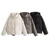 2024 Autumn Women's European & American Style French Design Fashion Cotton Padded Hooded Short Jacket Coat