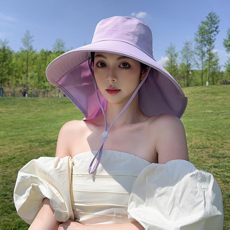 Sun Protection Sun Hat For Women With Wide Brim And Face Cover Summer Fashion Cap