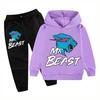 2026 Podzim Ležérní Mr Beast Kreslený Děti Kluci Dívky Potisk cool Dlouhý rukáv Fleecová Mikina s kapucí Dlouhé Kalhoty Oblek Festival Venkovní Denní nošení