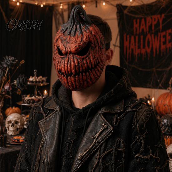 Breathable Halloween Costume Mask Pumpkin Mask, Scary Jack O Lantern Face for Party, Soft Comfortable Lightweight Cosplay Adults, Adjustable