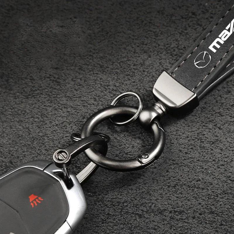 2025 Hot New Women Men Luxury Car KeyRing Suede Leather Car Keychain For Mazda 3 6 Atenza Protege Cx9 Cx7 Cx5 Rx8 Rx7 Mx5 Speed
