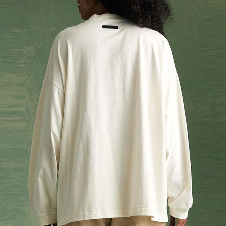 Fear of God Essentials Long-Sleeve Tee Cloud Dancer Men Tops Cream 125BT232011F