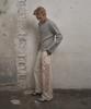 UNUSEDLAB Waffle Lettering Embroidered Long Sleeve [Gray]