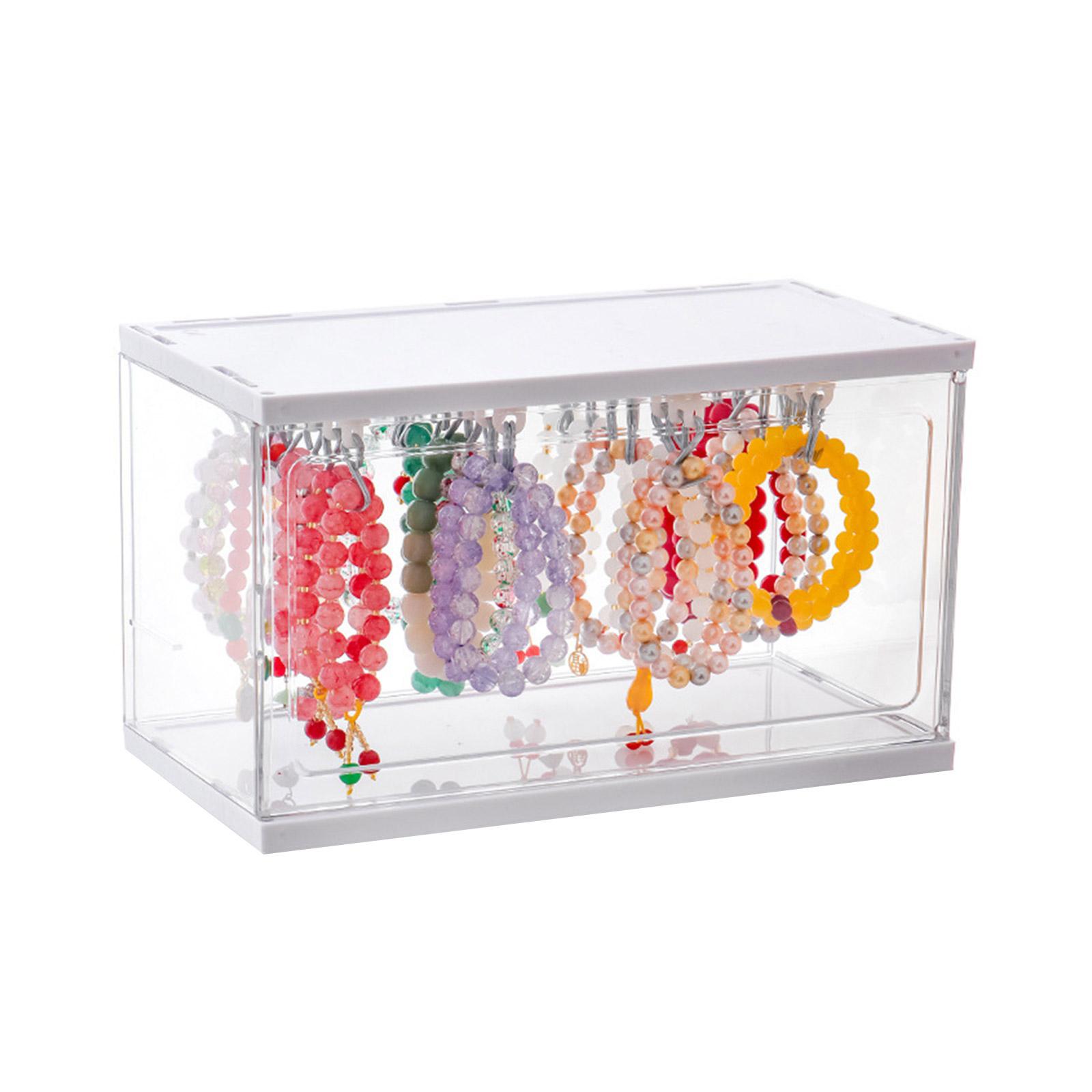 

Acrylic Jewelry Organizer with Rails and Hooks Clear Earring Storage Case for Necklaces and Rings Bracelets Holder