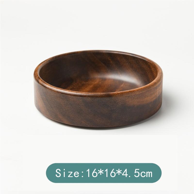 HeMu-Acacia Wood Solid Wood Dried Fruit Snack Plate, Salad Bowl, Multi-cell Snack Plate, Chinese Style