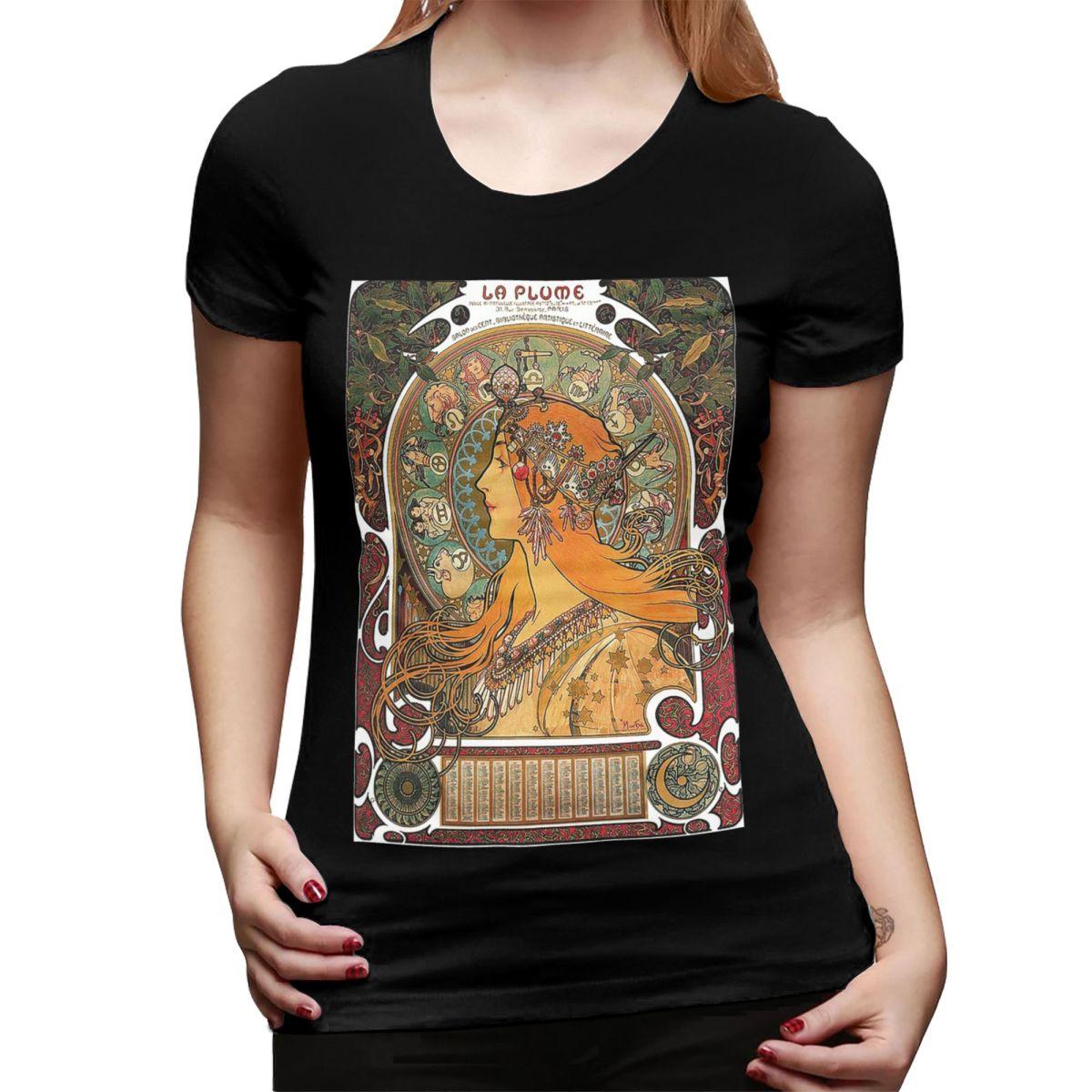 

Zodiac Original Version By Alphonse Mucha 1896 ORIGINAL COLORS TShirt for Women Crew Neck T Shirts Womens Tees Short 2XL