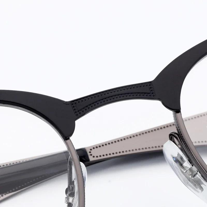 New Arrival Frame Men's Fashion Eyeglasses Male's Myopia Big Eye Glasses Striped Stainless Steel Eyewear
