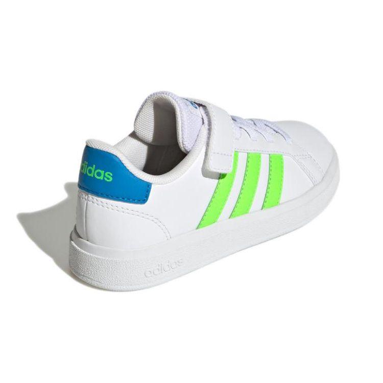 Adidas Neo Grand Court 2.0 El K Comfortable Casual Durable Low-Top Skate Shoes Kids Sneakers White Green GW6515