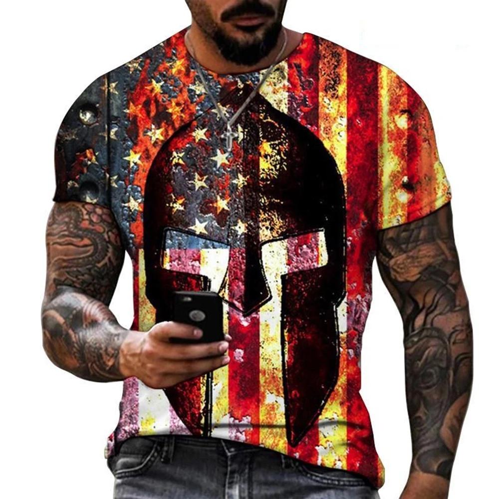 Men Women T-Shirts Star and Stripes Flag Digital Printing Graphic Tees Tops Casual Street Wear 3D Skull Personality T-Shirt Kid