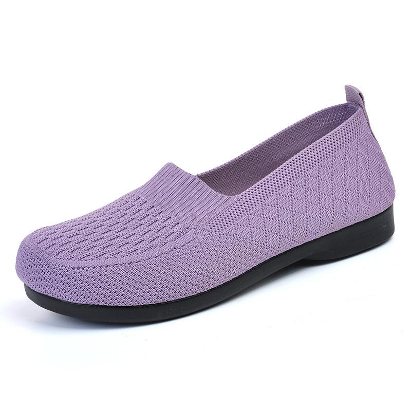 Women's shoes 2024 new spring and summer breathable middle-aged and elderly mother shoes one-pedal flat shoes soft sole comfortable single Doudou sho