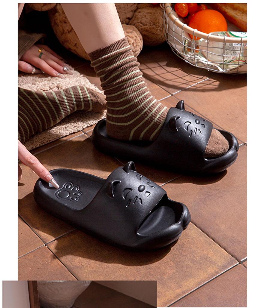 Pupule Holomua Cat Room Platform Sandals for and Bath Japanese Shoe Women's Slippers, Shoes, Balcony, Toilet, Shower, (Black, Sizes, Adult, Alphabet,