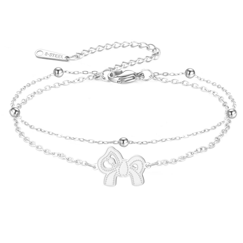 Stainless Steel Romantic Bowknot Bracelet Dainty Horse Pendant Bracelet Cute Pony Rope Bracelet for Women Jewelry Gift for He
