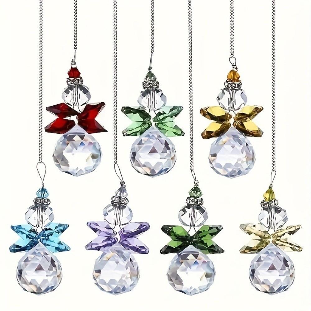 7pcs Xmas Tree Christmas Tree Ornaments Glass Ball Crystal Angel Hanging Decor  Winter Party